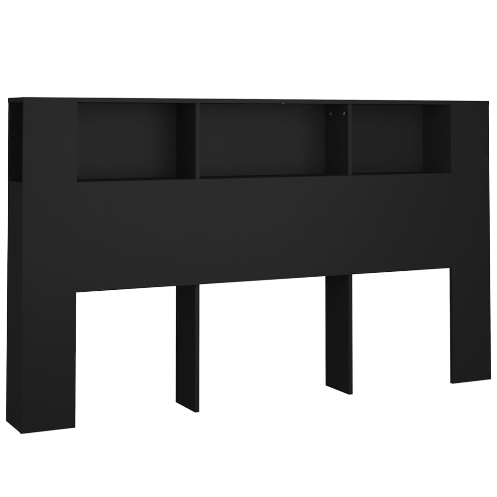 sengegavl med opbevaring 180x18,5x104,5 cm sort