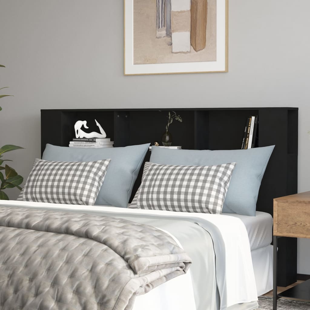 sengegavl med opbevaring 180x18,5x104,5 cm sort