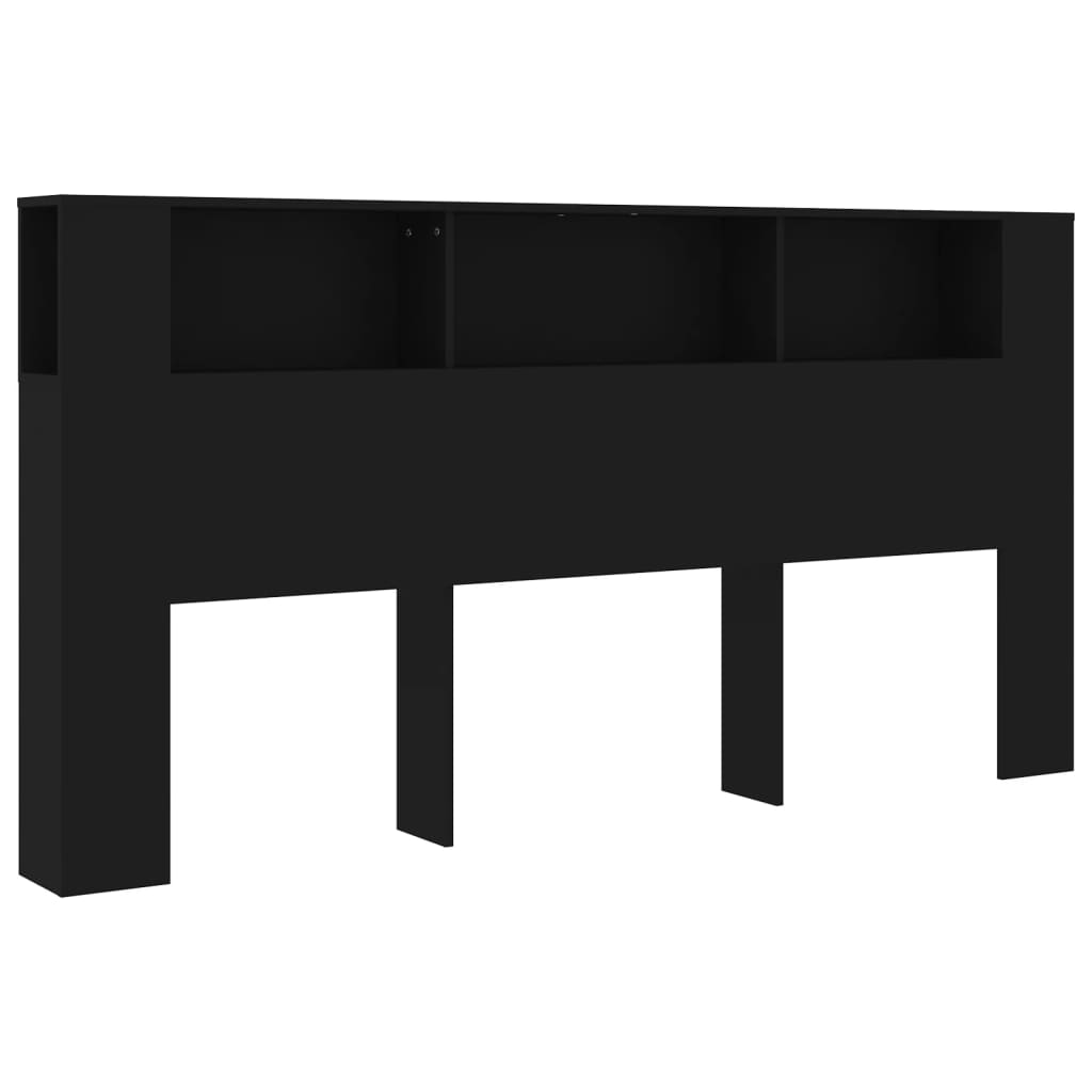 sengegavl med opbevaring 200x18,5x104,5 cm sort