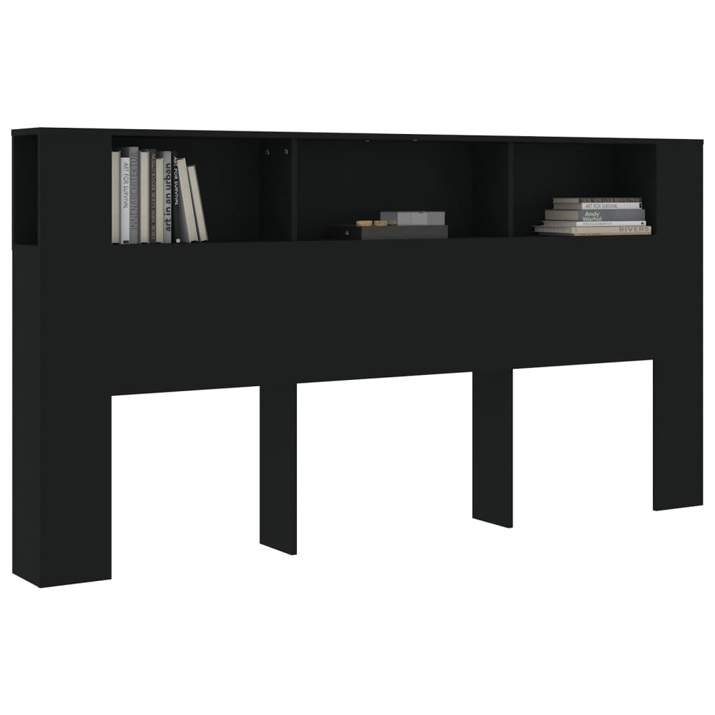 sengegavl med opbevaring 200x18,5x104,5 cm sort