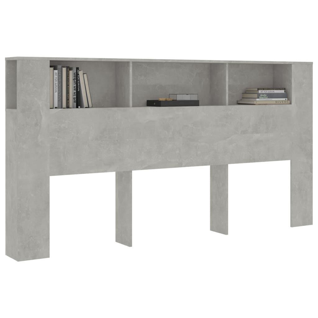 sengegavl med opbevaring 200x18,5x104,5 cm betongrå