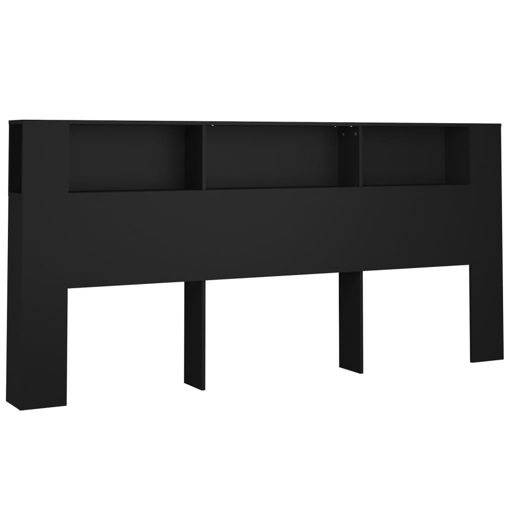 sengegavl med opbevaring 220x18,5x104,5 cm sort