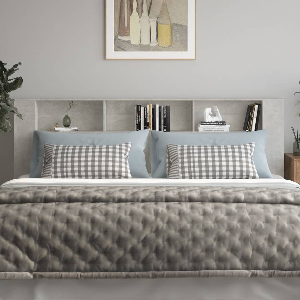 sengegavl med opbevaring 220x18,5x104,5 cm betongrå