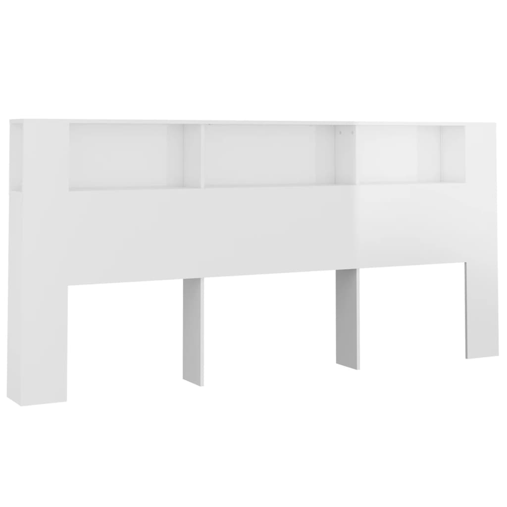 sengegavl med opbevaring 220x18,5x104,5 cm hvid højglans