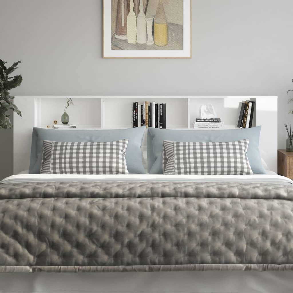 sengegavl med opbevaring 220x18,5x104,5 cm hvid højglans