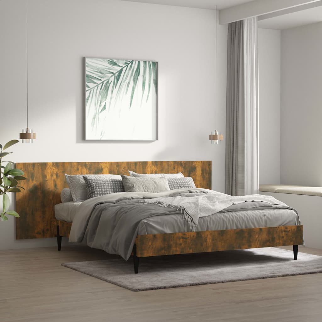 sengegærde 240x1,5x80 cm konstrueret træ røget egetræsfarve