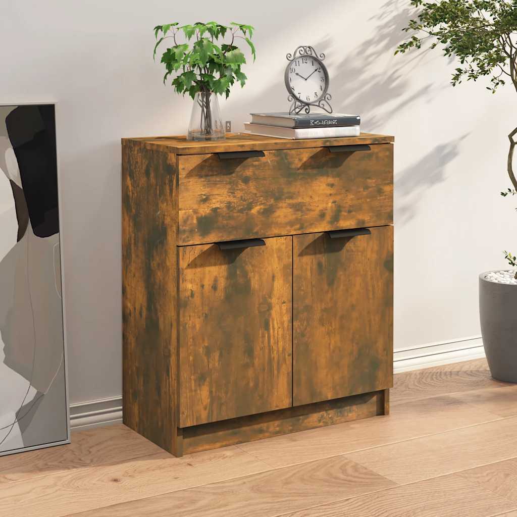 skænk 60x30x70 cm konstrueret træ røget egetræsfarve