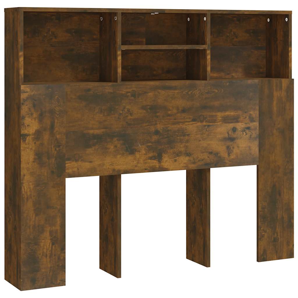 sengegavl med opbevaring 120x19x103,5 cm røget egetræsfinish