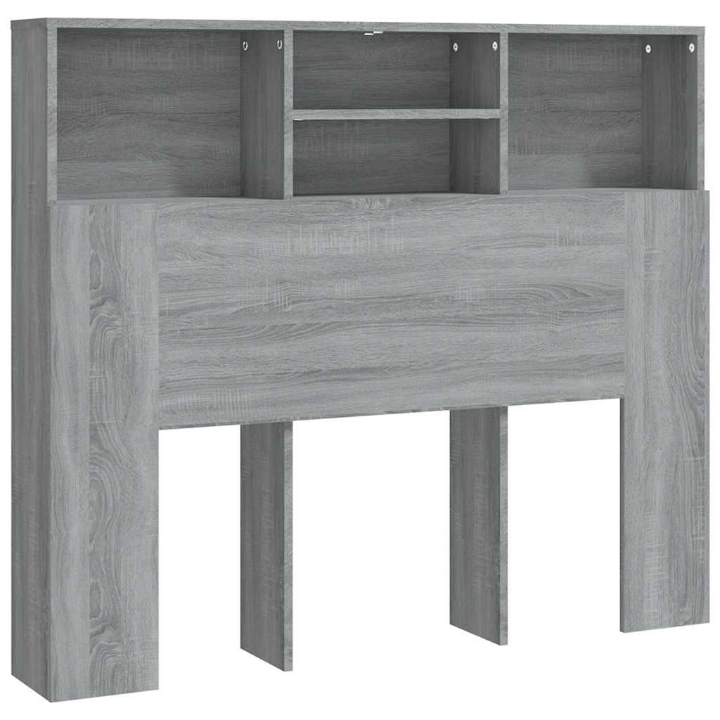 sengegavl med opbevaring 120x19x103,5 cm grå sonoma-eg
