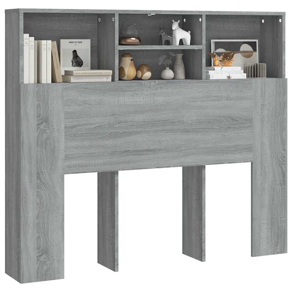 sengegavl med opbevaring 120x19x103,5 cm grå sonoma-eg