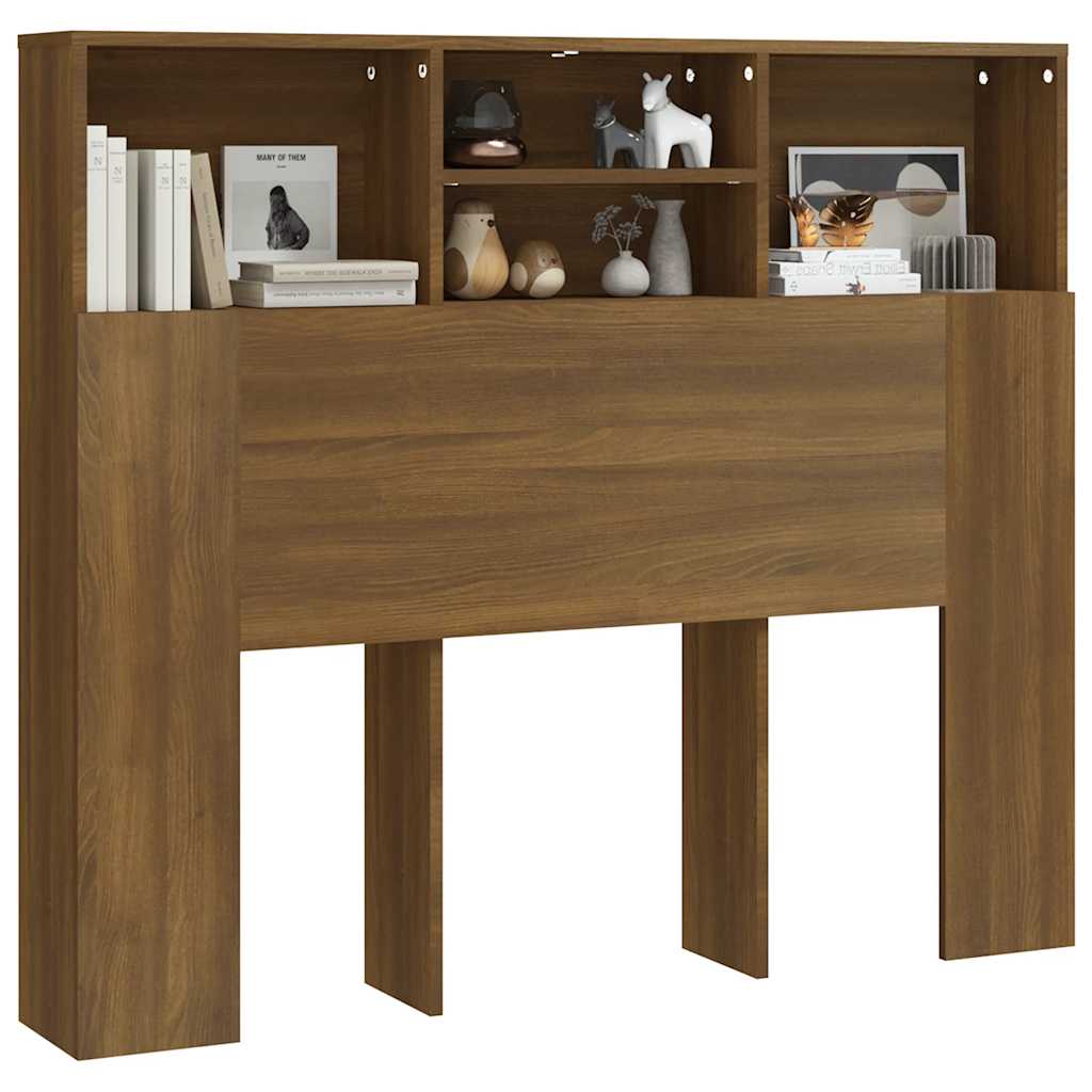 sengegavl med opbevaring 120x19x103,5 cm brun egetræsfarve