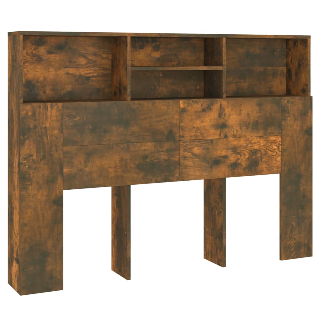 sengegavl med opbevaring 140x19x103,5 cm røget egetræsfarve