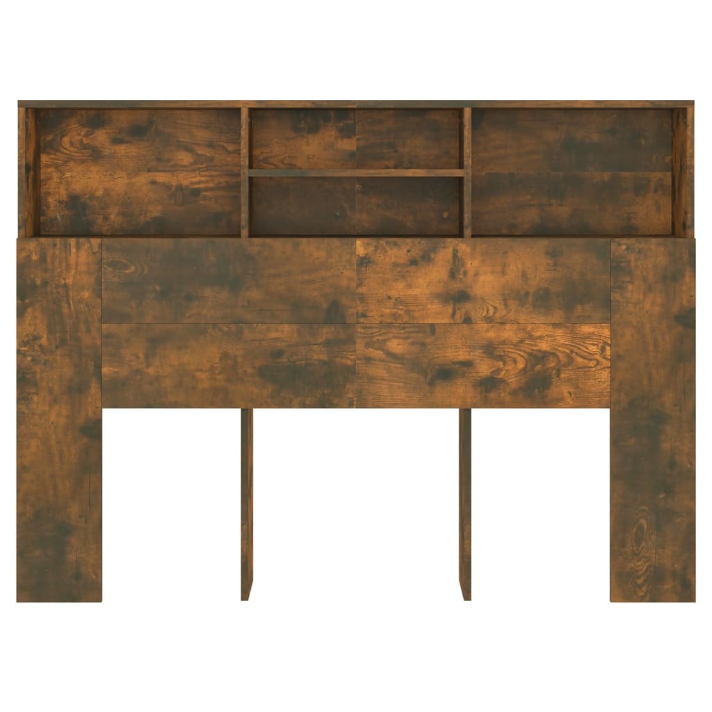 sengegavl med opbevaring 140x19x103,5 cm røget egetræsfarve