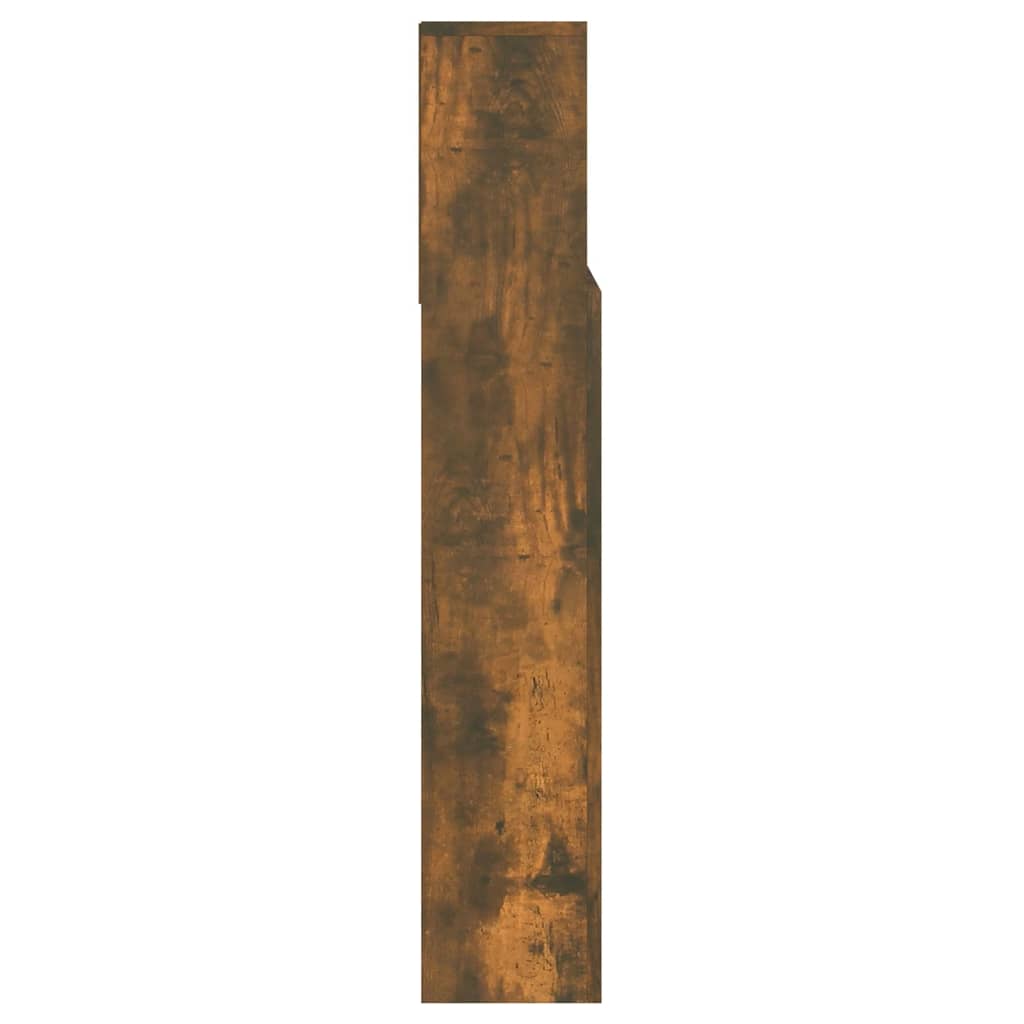 sengegavl med opbevaring 140x19x103,5 cm røget egetræsfarve