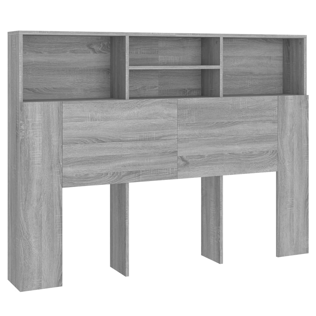 sengegavl med opbevaring 140x19x103,5 cm grå sonoma-eg
