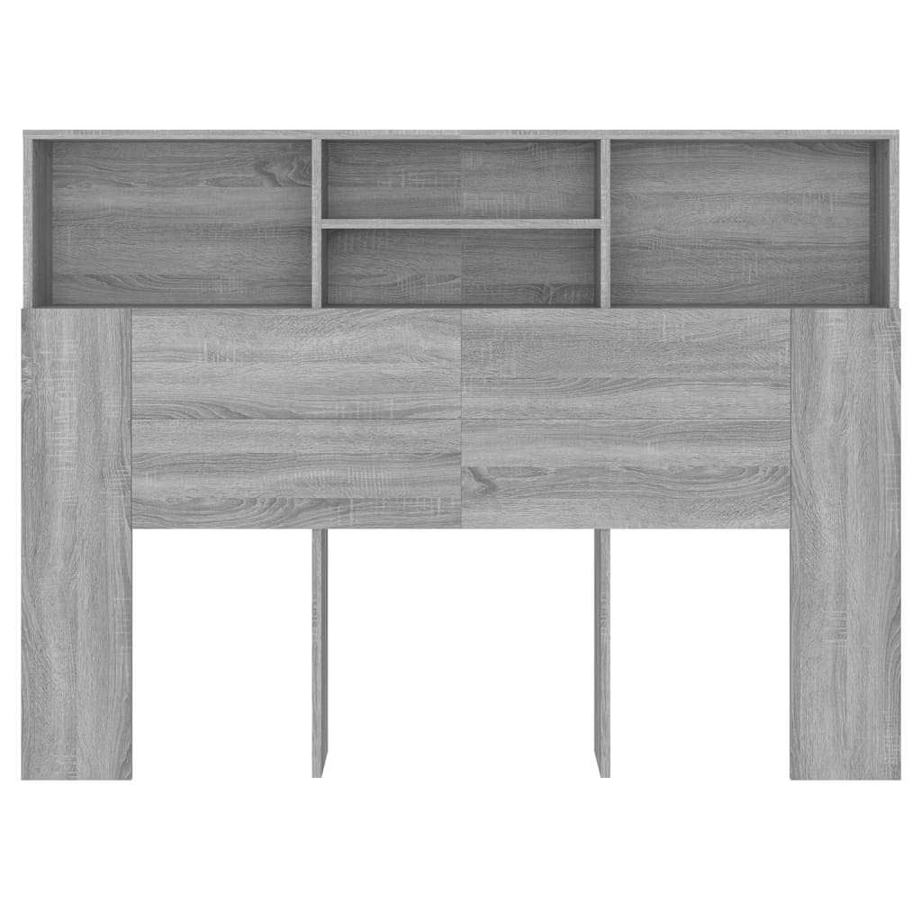 sengegavl med opbevaring 140x19x103,5 cm grå sonoma-eg