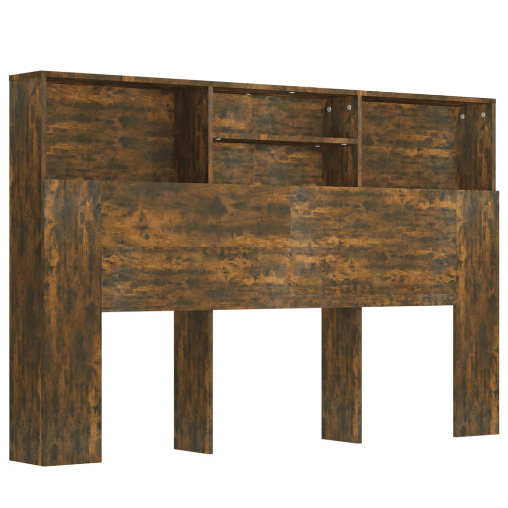 sengegavl med opbevaring 160x19x103,5 cm røget egetræsfarve