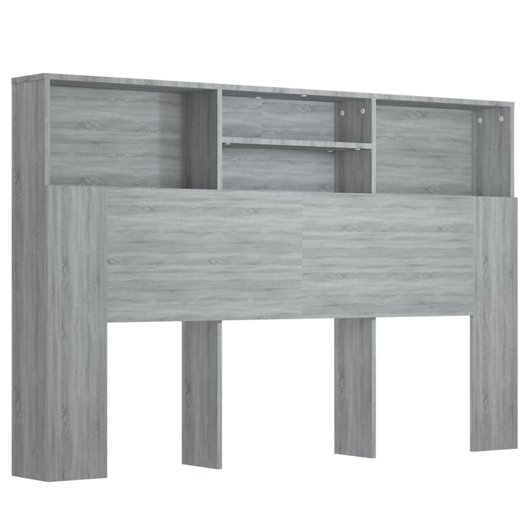 sengegavl med opbevaring 160x19x103,5 cm grå sonoma-eg