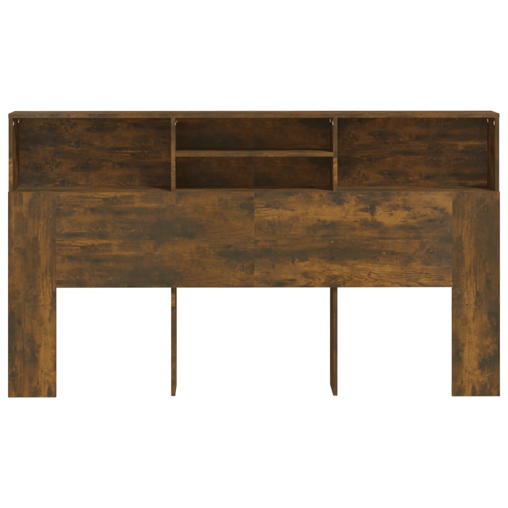 sengegavl med opbevaring 180x19x103,5 cm røget egetræsfarve