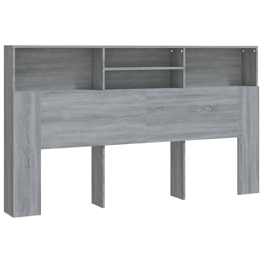 sengegavl med opbevaring 180x19x103,5 cm grå sonoma-eg
