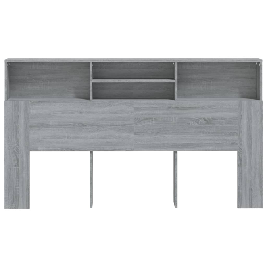 sengegavl med opbevaring 180x19x103,5 cm grå sonoma-eg