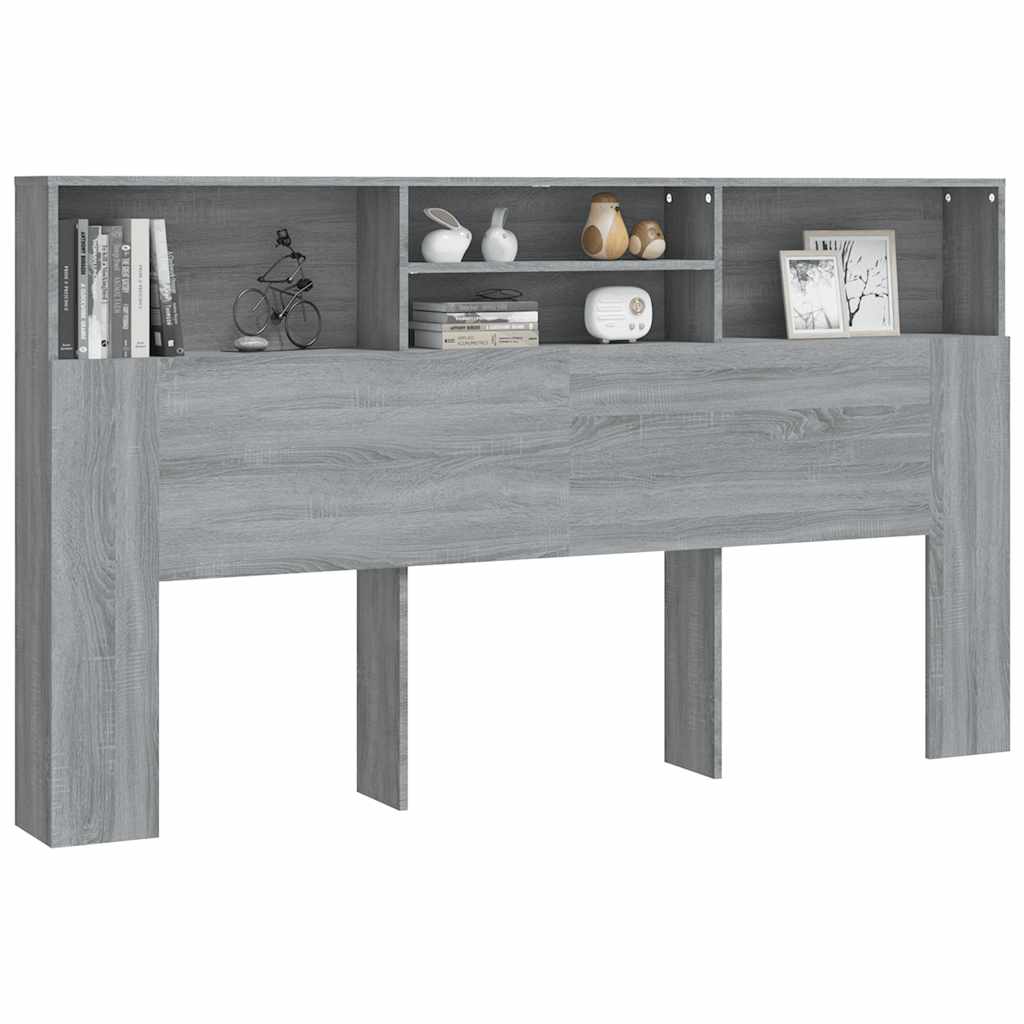 sengegavl med opbevaring 180x19x103,5 cm grå sonoma-eg