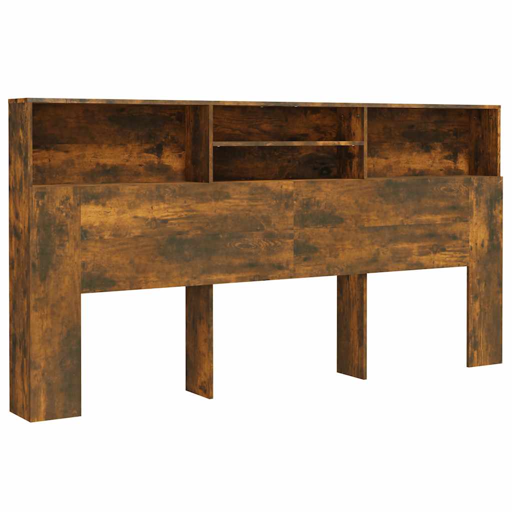 sengegavl med opbevaring 200x19x103,5 cm røget egetræsfarve