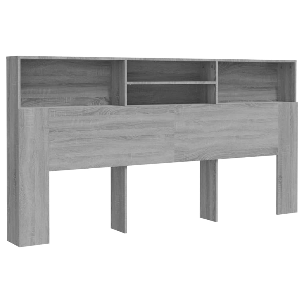 sengegavl med opbevaring 200x19x103,5 cm grå sonoma-eg