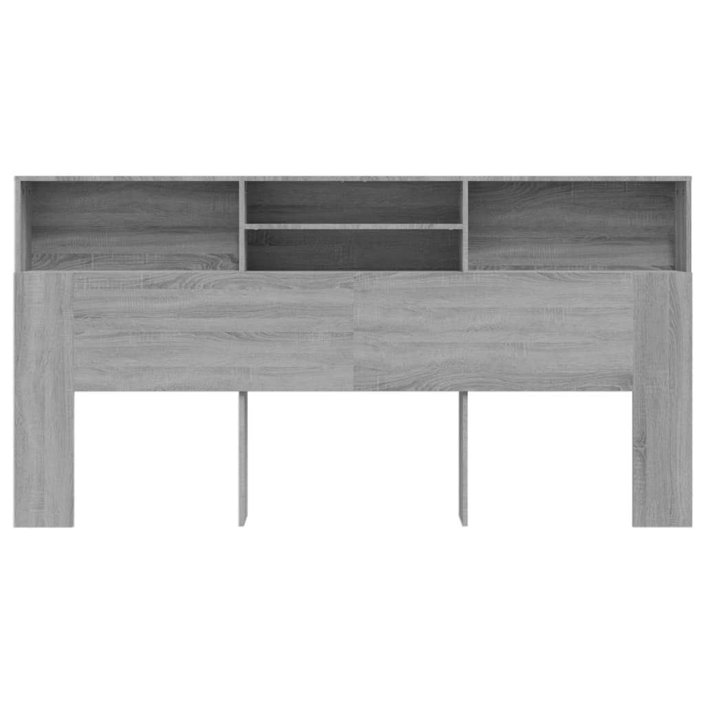 sengegavl med opbevaring 200x19x103,5 cm grå sonoma-eg