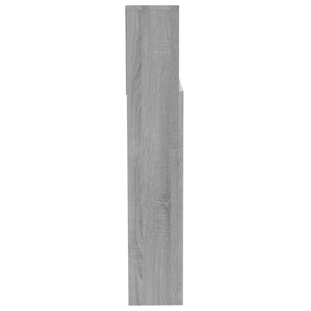 sengegavl med opbevaring 200x19x103,5 cm grå sonoma-eg