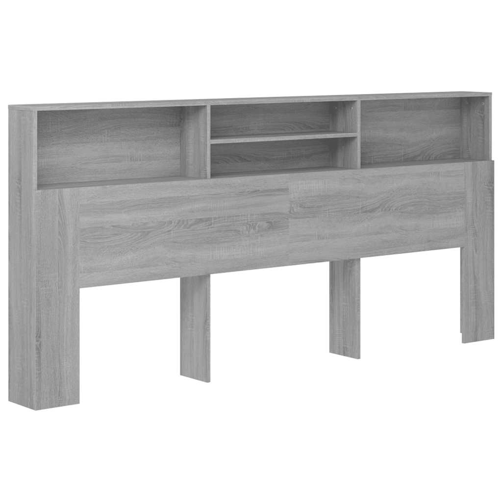 sengegavl med opbevaring 220x19x101,5 cm grå sonoma-eg