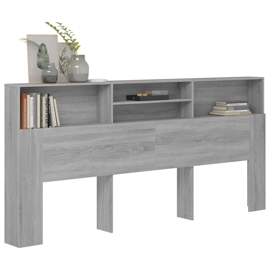 sengegavl med opbevaring 220x19x101,5 cm grå sonoma-eg
