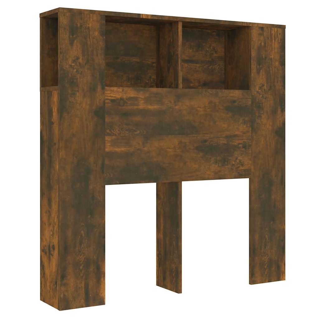 sengegavl med opbevaring 100x18,5x102,5 cm røget egetræsfarve