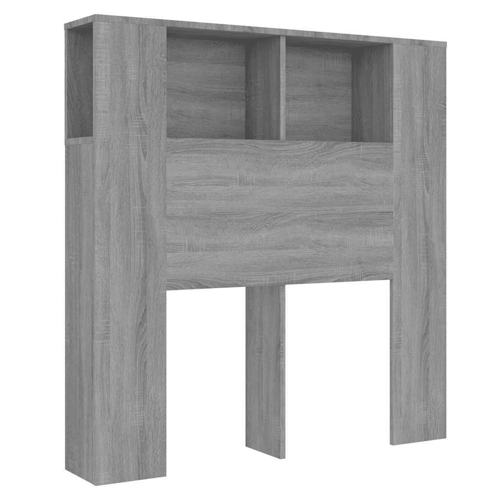 sengegavl med opbevaring 100x18,5x102,5 cm grå sonoma-eg