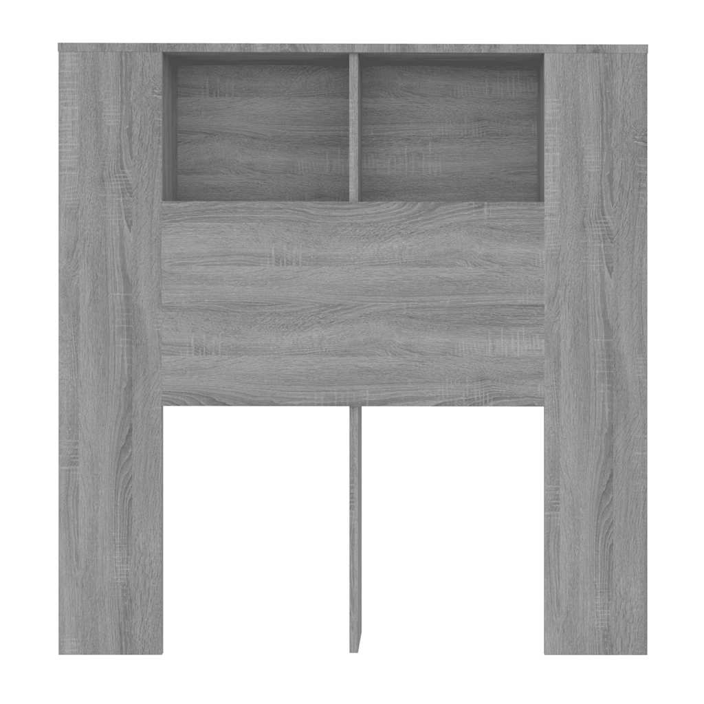 sengegavl med opbevaring 100x18,5x102,5 cm grå sonoma-eg
