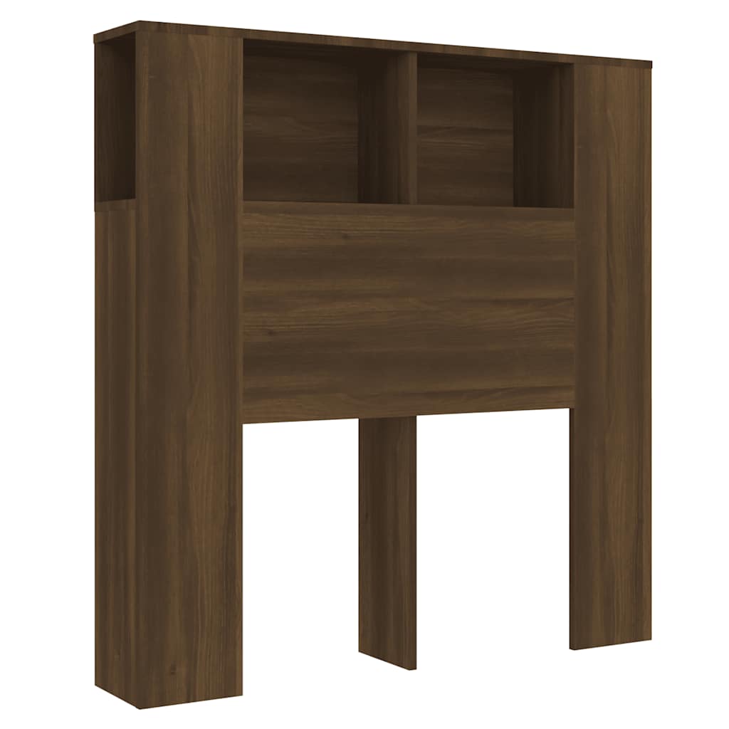 sengegavl med opbevaring 100x18,5x102,5 cm brun egetræ
