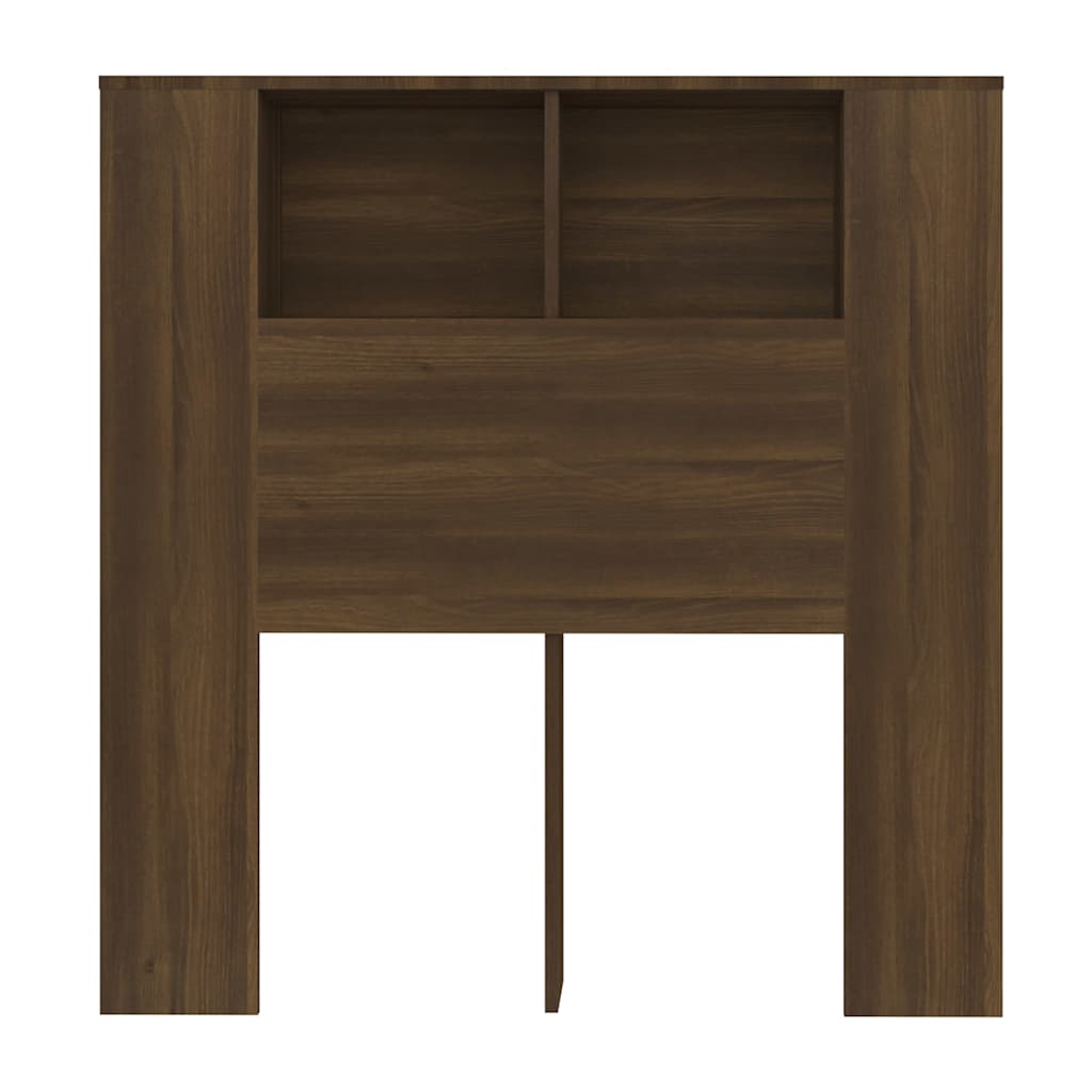 sengegavl med opbevaring 100x18,5x102,5 cm brun egetræ