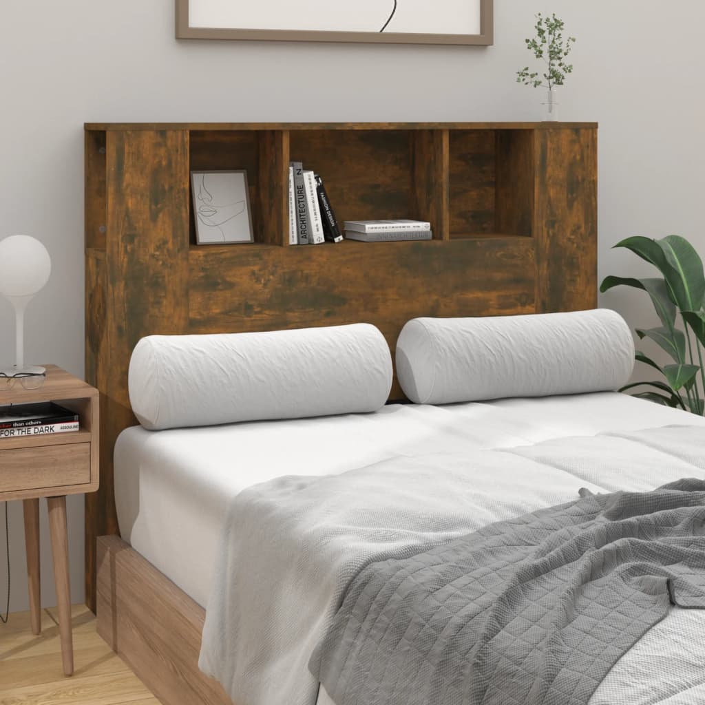 sengegavl med opbevaring 120x18,5x102,5 cm røget egetræsfarve