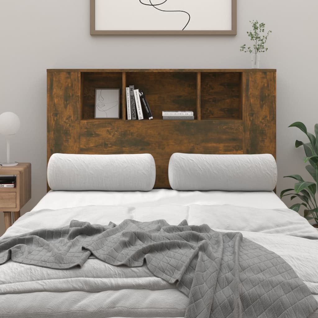 sengegavl med opbevaring 120x18,5x102,5 cm røget egetræsfarve