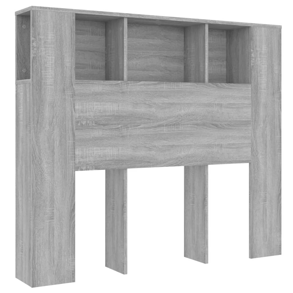 sengegavl med opbevaring 120x18,5x102,5 cm grå sonoma-eg