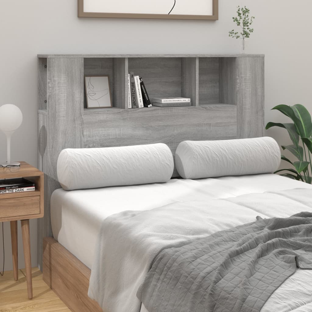 sengegavl med opbevaring 120x18,5x102,5 cm grå sonoma-eg