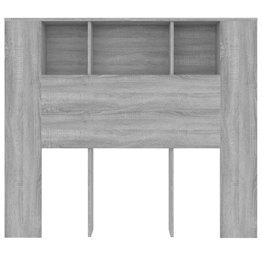 sengegavl med opbevaring 120x18,5x102,5 cm grå sonoma-eg