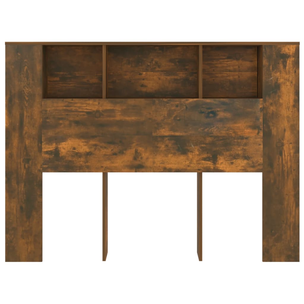 sengegavl med opbevaring 140x18,5x104,5 cm røget egetræsfarve