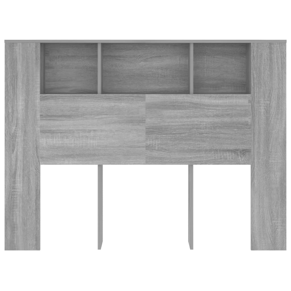 sengegavl med opbevaring 140x18,5x104,5 cm grå sonoma-eg