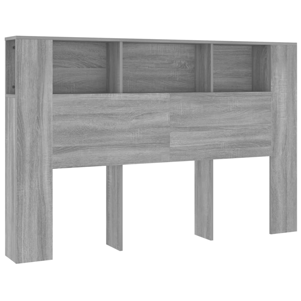 sengegavl med opbevaring 160x18,5x104,5 cm grå sonoma-eg
