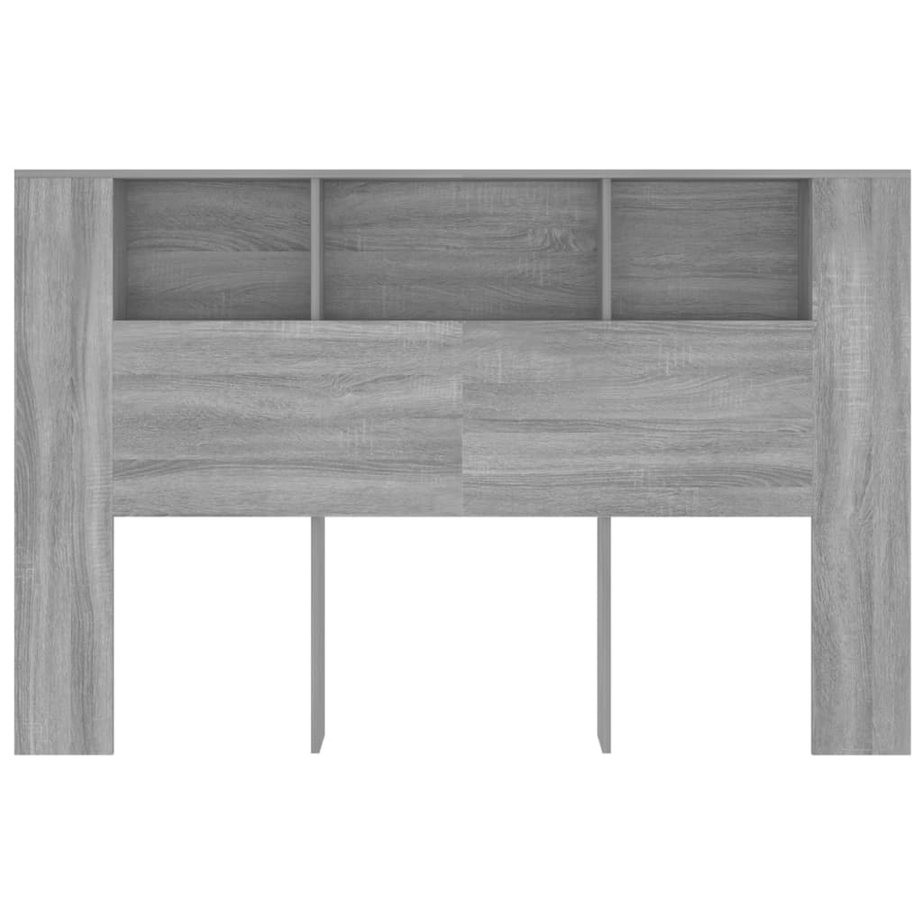 sengegavl med opbevaring 160x18,5x104,5 cm grå sonoma-eg