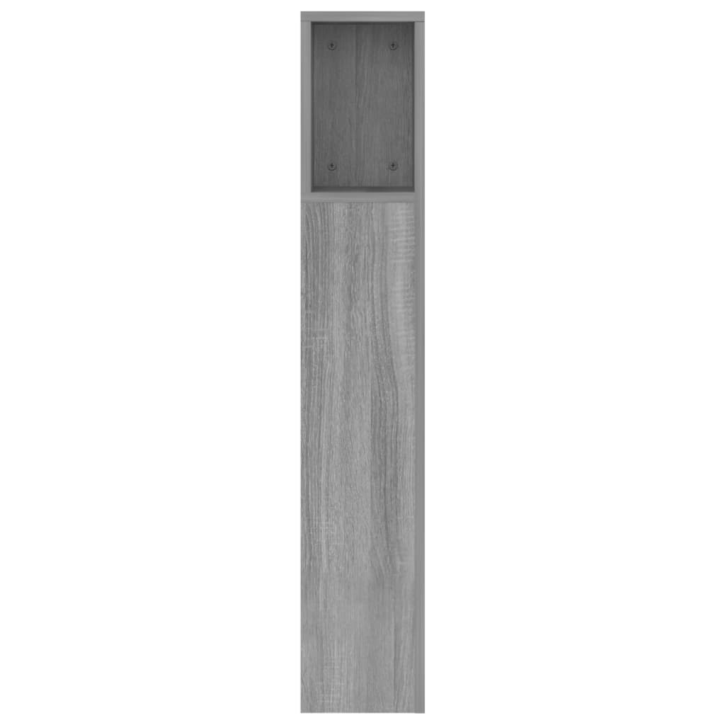 sengegavl med opbevaring 160x18,5x104,5 cm grå sonoma-eg