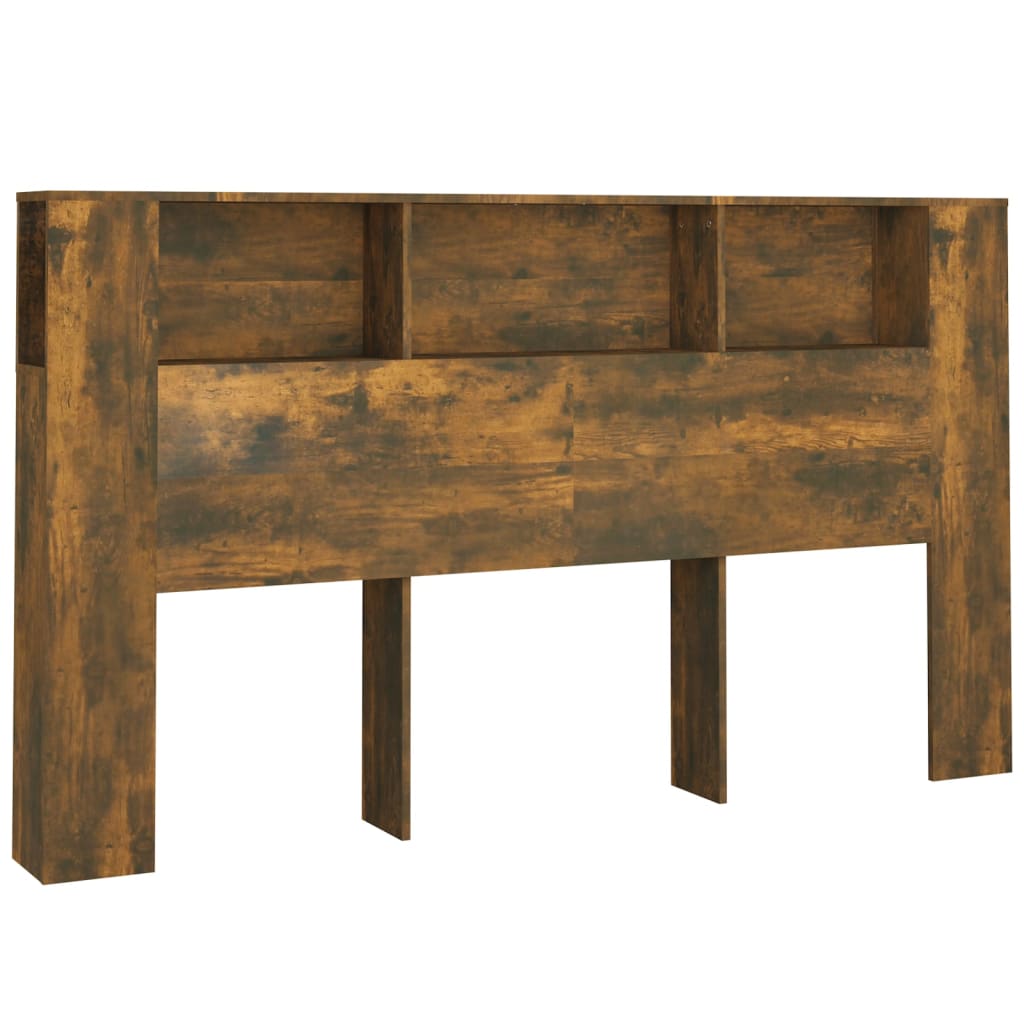 sengegavl med opbevaring 180x18,5x104,5 cm røget egetræsfarve
