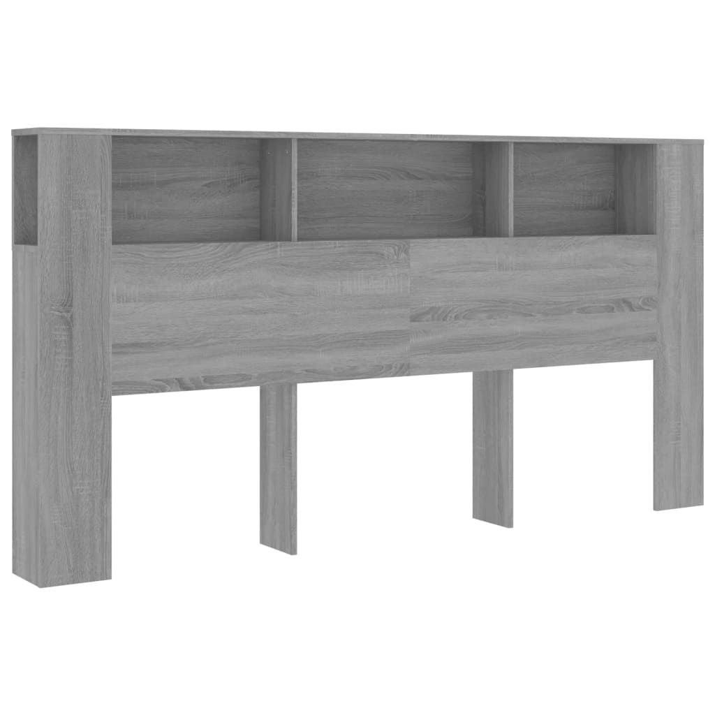 sengegavl med opbevaring 200x18,5x104,5 cm grå sonoma-eg