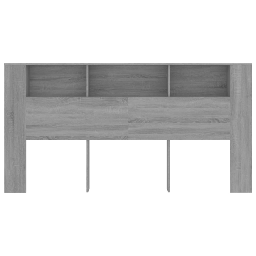 sengegavl med opbevaring 200x18,5x104,5 cm grå sonoma-eg